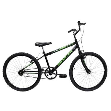 Imagem de Bicicleta Aro 24 Bike Sem Marchas Feminina e Masculina Saidx Premium, Quadro em Aço, Freio V-Brake (Preto e Verde)