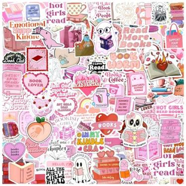 Imagem de Eoaod 200 peças de adesivos de livros para Kindle, pacote de adesivos Bookish para laptop, diário, leitores de e-books, decalques de vinil fofos para amantes de livros, Booktok, garrafas de água,
