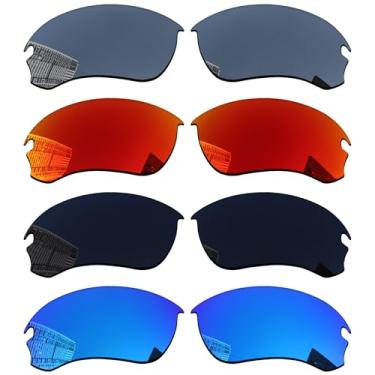 Imagem de Acefrog Lentes de reposição polarizadas de 1,8 mm para óculos de sol Oakley Flak Draft OO9364, material atualizado, policarbonato 4 pares preto escuro + prata estrela + céu de inverno + laranja jaffa