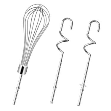 Imagem de Batedeiras manuais, misturador, acessório para misturador, ganchos de massa para batedeira manual KitchenAid, acessório para batedeira de ovos/batedor de ovos, acessórios de batedeira manual de aço