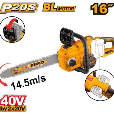 Imagem de Motosserra 16'' 40V (20+20) Bateria INGCO P20S Brushless, P20S, CGSLI4