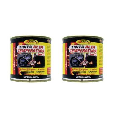 Imagem de Kit 2 Tinta Alta Temp Preto 600 P/Chaminés, Fornos, Lareira 220ml - AL