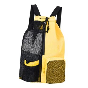 Imagem de simhoa Mochila de cordão, bolsa de ginástica, respirável, grande capacidade, exercícios leves organizador de engrenagem portátil praia mochila mochila, Amarelo