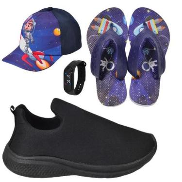 Imagem de Tênis Infantil Masculino Calce Fácil Escolar Menino Personagem +Chinel