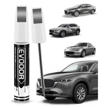 Imagem de EVOOOR 47C Tinta de retoque cinza metálico polimetal compatível com Mazda Exact Match 2 em 1 tinta de retoque para reparo de lascas e cortes