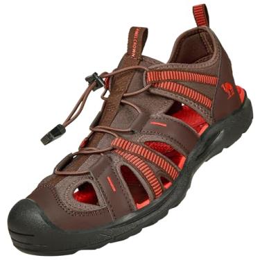 Imagem de CAMEL CROWN Sandálias masculinas impermeáveis para caminhada, bico fechado, sandálias esportivas esportivas de verão, sandálias de praia para atividades ao ar livre, Vermelho-a5, 38