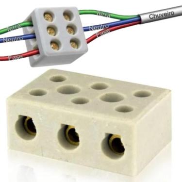 Imagem de Kit Conectores Tripolar Eletricos P/ Fios Chuveiro Louça / Cobre Obras