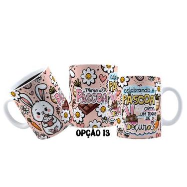 Imagem de Caneca 325ml Plástico Feliz Páscoa Fofa Coelhinhos Mimos - LARANJA E M
