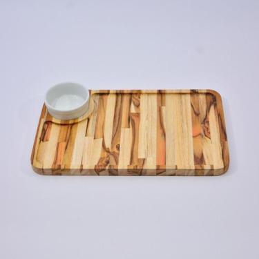 Imagem de Petisqueira Retangular em Madeira Teca com Molheira de Porcelana - Uti