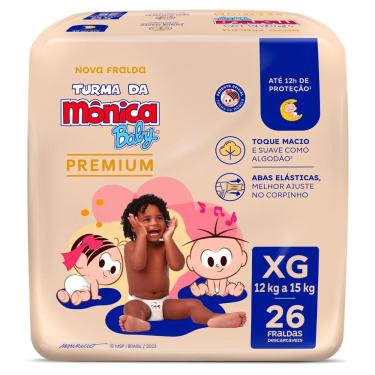 Imagem de Fralda Turma da Mônica Baby Premium XG 26 Fraldas Descartáveis