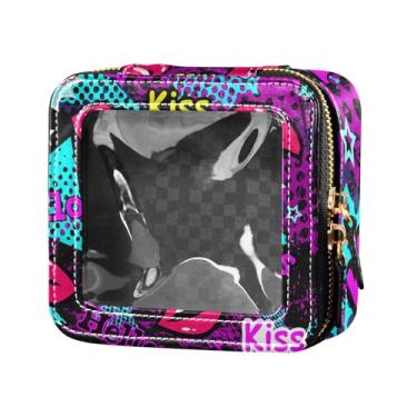 Imagem de Fitrendlovey Bolsa de cosméticos com zíper e design de claraboia, organizador portátil de couro PU para necessidades de viagem femininas, T6, one size