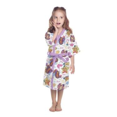 Imagem de Roupão Felpudo Infantil Quimono Barbie Reinos Mágicos Pp - Lepper