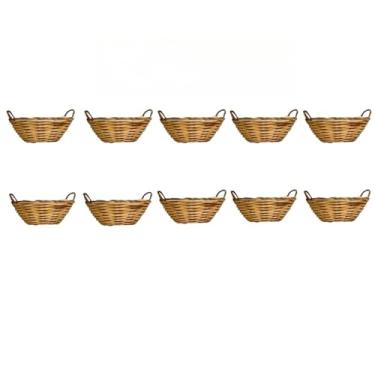 Imagem de Kit Com 10 Galetos Pãozeira De Bambu PP Com Alça Cesta Artesanal Para Café Da Manhã