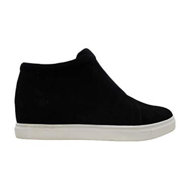 Imagem de Tênis fashion feminino Aqua College de camurça Glady cano baixo com zíper, Black Suede, 9