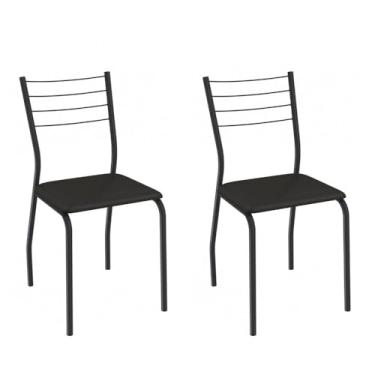 Imagem de Cadeira de Jantar Kappesberg Malta de Metal com Assento Estofado Cor Preto Fosco 2 Unidades