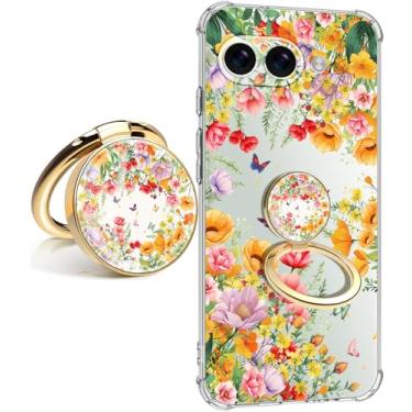 Imagem de Dcwunk Capa para Google Pixel 9A 5G Flores Slim Anti-Drop À Prova de Choque Macio À Prova de Choque Capa Protetora Transparente para Telefone 6,285 Polegadas para Mulheres (Vitalidade de Verão com