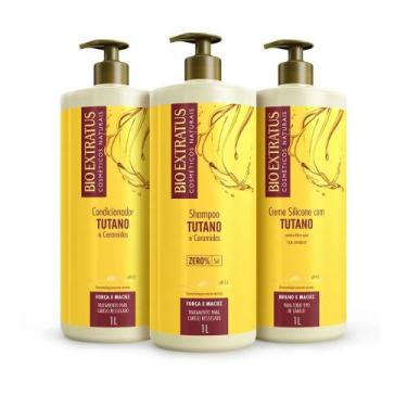 Imagem de Kit Shampoo + Condicionador + Creme De Pentear Bio Extratus Tutano 1L