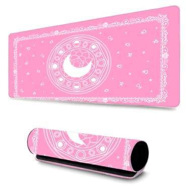 Imagem de Mouse Pad Gamer Profissional Confortavél Anti Derrapante Games e Escritório (80x40cm) Lua Temas (Rosa)