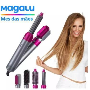 Imagem de Escova Modeladora 5 em 1 Secadora Chapinha Modelador de Cachos Escova 