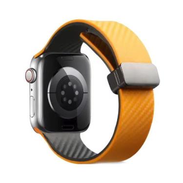 Imagem de Pulseira Borracha Fecho Magnetico Carbono Para Apple Watch - Baú do Vi