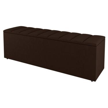 Imagem de Calçadeira Baú Casal Cora 140cm Suede Marrom - Abmaza