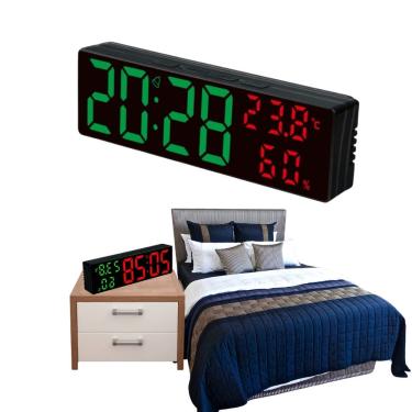 Imagem de Relógio LED Digital de Mesa e Parede com Alarme Temperatura USB ou Pilha Bivolt