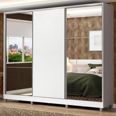 Imagem de Guarda Roupa Casal 3 Portas De Correr Com Espelhos Branco
