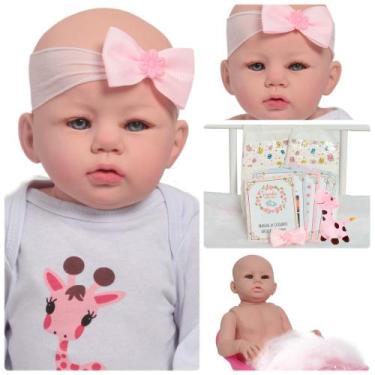 Imagem de Bebe Reborn Menina Recém Nascida Roupa Girafinha Pelúcia - Cegonha Reb