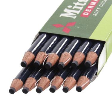 Imagem de Lapis Dermatografico Mitsubishi Sobrancelha Olho Pele Vidro 12 Unidade