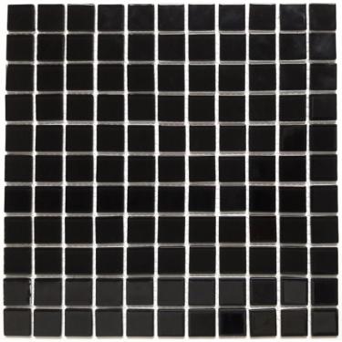 Imagem de Pastilha De Vidro Quadrados De 2,5cm Cristal Glass Mosaic 30cmx30cm (placas) Preto