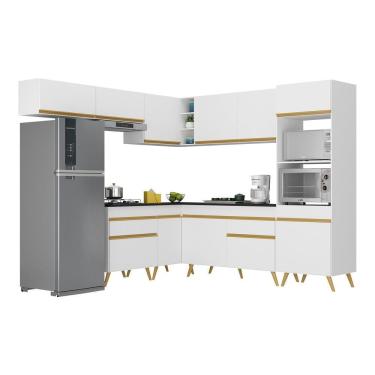 Imagem de Armário De Cozinha Completa De Canto Veneza Multimóveis V2070 Branco/dourado Branco/dourado