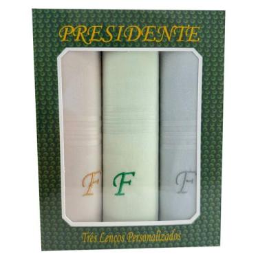 Imagem de Lenços Com Letras Presidente De Bolso 41cm 100 Algodão 3 Unidades, F