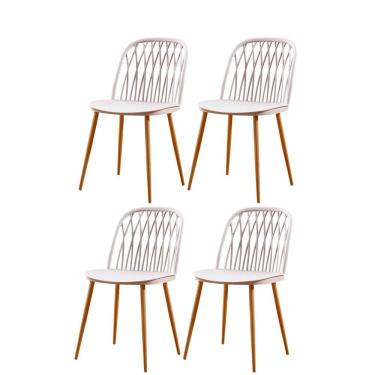 Imagem de Kit 4 Cadeiras Ariane Rivatti Polipropileno Nude Base Aço