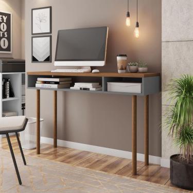 Imagem de Mesa Office Retro Megan Caemmun Chumbo/Nogueira Caiena