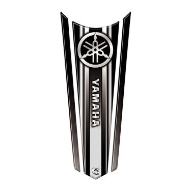 Imagem de Adesivo Faixa Gravata Resinado Tanque Moto Yamaha Preto Prata E Preto
