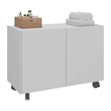 Imagem de Gabinete Armário De Banheiro 62,5cm Com Rodízios 2 Portas Multimóveis Mp5043 Branco Branco