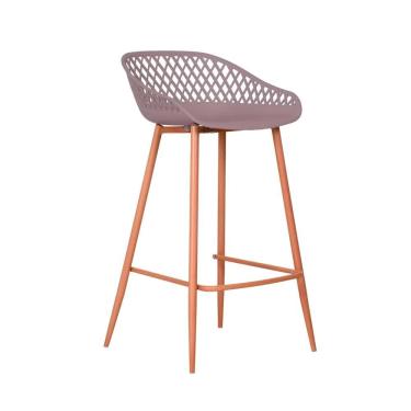 Imagem de Banqueta Alta Mônaco Média Aço Assento Plástico Amadeirado Fratini