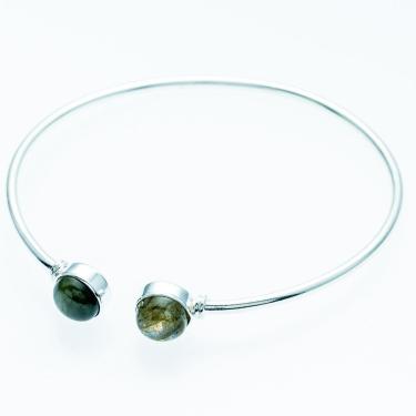 Imagem de Bracelete Feminino Prata 925 Com Pedra Natural - Labradorita