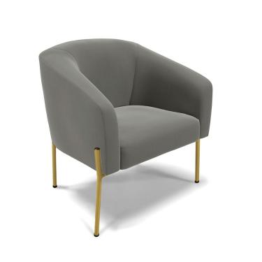 Imagem de Cadeira Sala De Jantar Pé De Ferro Dourado Stella Suede D03 - D'rossi Cor Grafite