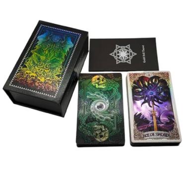 Imagem de Cthulhu Tarot Card Set - Cthulhu Mythos Tales Tarot Poker for Man and Women - 80 pics Playing Card - Magic Party Tabletop Game - Fortune Telling Cards （Golden） (Silvery)