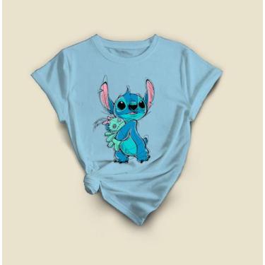 Imagem de Camiseta Stitch Desenho Casual  Tecido Leve E Estiloso - Lobo Sete, Az