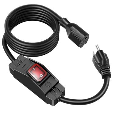 Imagem de XINYIELE Cabo De Extensão Externo Com Interruptor Liga/Desliga À Prova D'Água, Plugue 3 Pinos Aterrado 15 A 125 V, Curto-Circuito 1875 W Para Iluminação Alta Resistência, Sjtw 14/3 Preto, Controle L