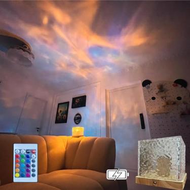 Imagem de Kiuwxduy Lâmpada De Onda Em Cubo, Cristal Aurora Glow Night, Decoração Romântica Para Quarto, Luzes Led Onduladas Festa E Quarto
