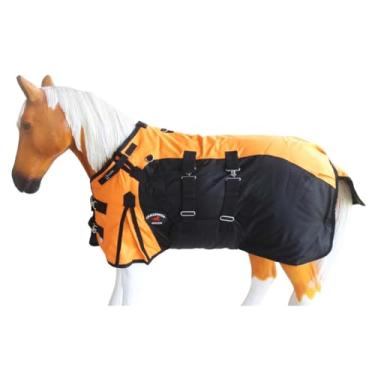 Imagem de CHALLENGER 91,44 cm 1200D Turnout Impermeável Respirável Cavalo Miniatura Mini Burro Desmame Cabra Ovelha Betelo Pônei Cobertor Inverno 250g Polyfill Capa Laranja Preto 51975OR