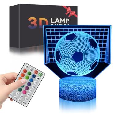 Imagem de Bola de futebol flutuante 3D, decorações de festa de futebol brilhante, decoração esportiva de futebol para quarto, 16 cores que mudam de toque/controle remoto, presentes de aniversário e Natal para a