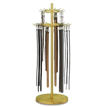 Imagem de Expositor de cinto de chão, organizador de cabide de gravata de metal de 168 cm, prateleira de bolsa de xales para loja de roupas, quarto, negócios, economia de espaço (cor: dourado, tamanho: 66,2 x