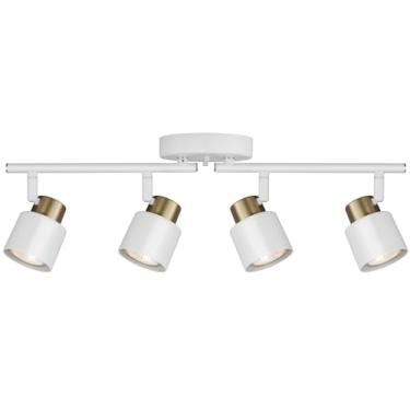 Imagem de CRAFTRONOS Kit De Iluminação Trilho Com 4 Luzes, Acabamento Em Latão Branco Fosco, Ajustável, Holofote Teto Moderno Embutido Para Cozinha, Sala Jantar, Estar E Reforma Residencial