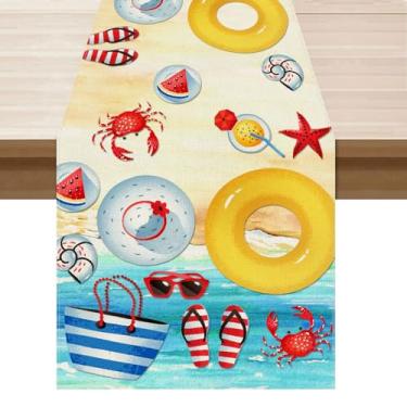 Imagem de XCHI Touca De Natação Verão Para Praia, Chinelos Com Tema Litorâneo, Decoração Mesa Casa, Cozinha, Festa Fim Ano, Fazenda, 13 X 72 Pol.