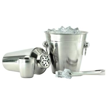 Imagem de Kit Bar Coqueteleira Balde de Gelo e Pegador de Gelo Inox