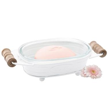 Imagem de Autumn Alley Saboneteira De Fazenda Branca Para Banheiro, Bandeja Cozinha Divertida, Acessórios Prato Rústico, Cabos Madeira Adicionam Um Toque Vintage, Decoração Fofa Banheira